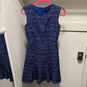 Blue Textured Sleeveless Dress